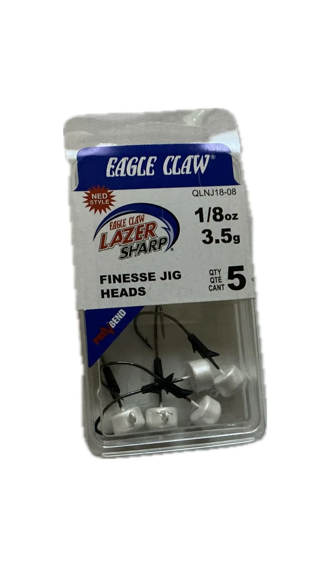 eagle claw lazer sharp qlnj18 08 1/8oz 3.5g finesse jig heads pre bend qty 5