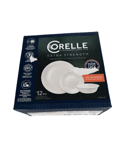 corelle madeline embossed dinner set white 12 piece