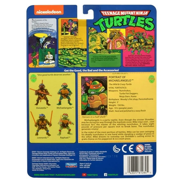 teenage mutant ninja turtles classic basic mikey action figure set, 3 pieces teenage mutant ninja turtles classic basic mikey action figure set, 3 pieces