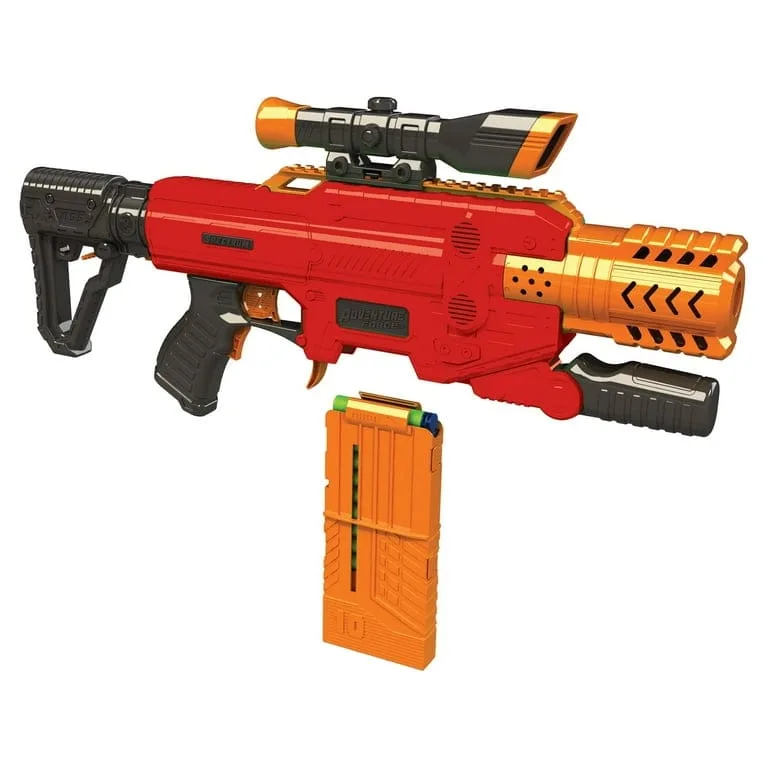 adventure force spectrum, motorized clip fed red foam dart blaster