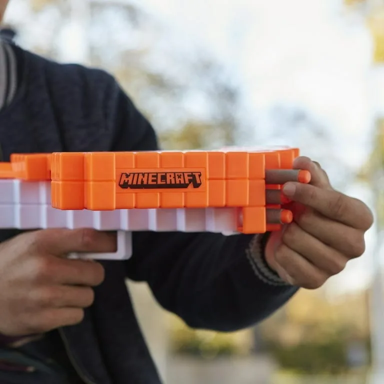 nerf minecraft pillager's crossbow dart blasting crossbow, real crossbow action