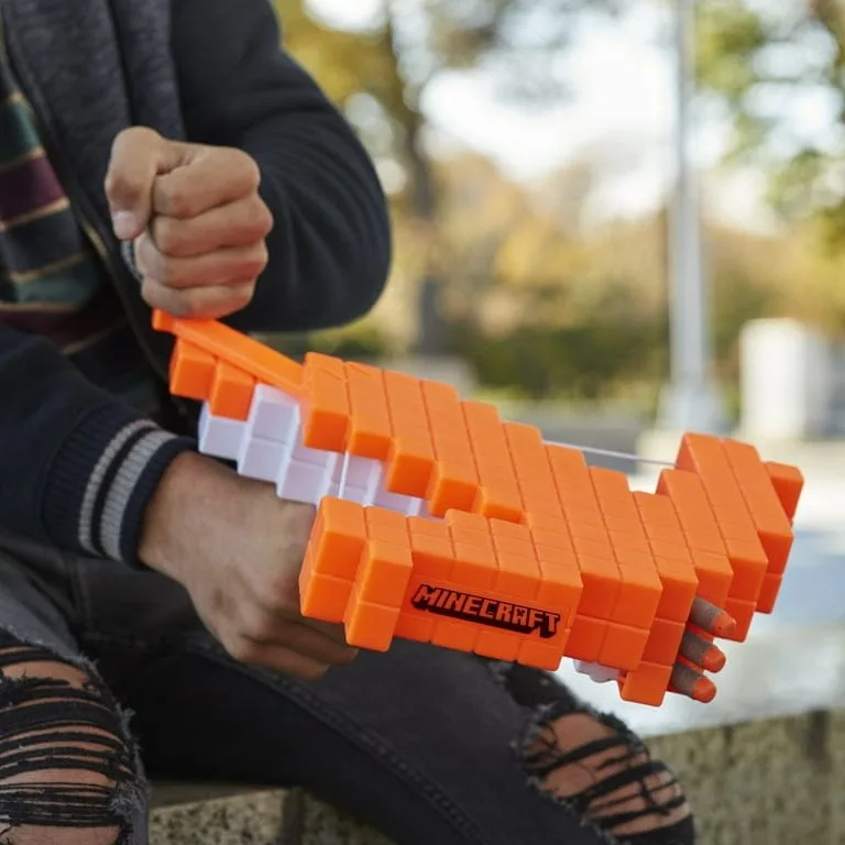 nerf minecraft pillager's crossbow dart blasting crossbow, real crossbow action