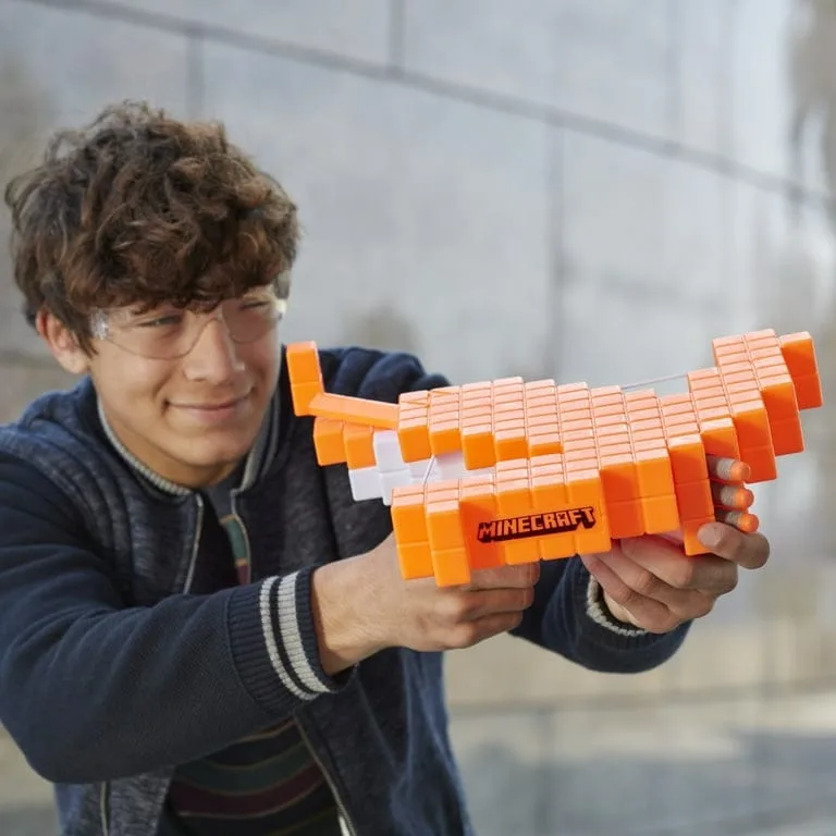 nerf minecraft pillager's crossbow dart blasting crossbow, real crossbow action