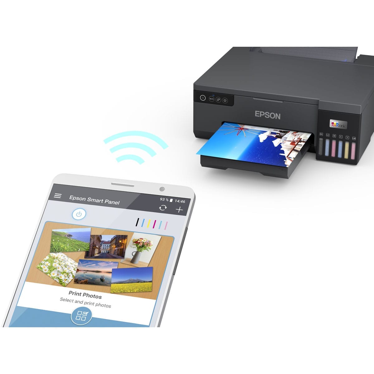 ecotank l8050 6 colour a4 photo printer wifi connected, with smart app connectivity black ecotank l8050 6 colour a4 photo printer wifi connected, with smart app connectivity black