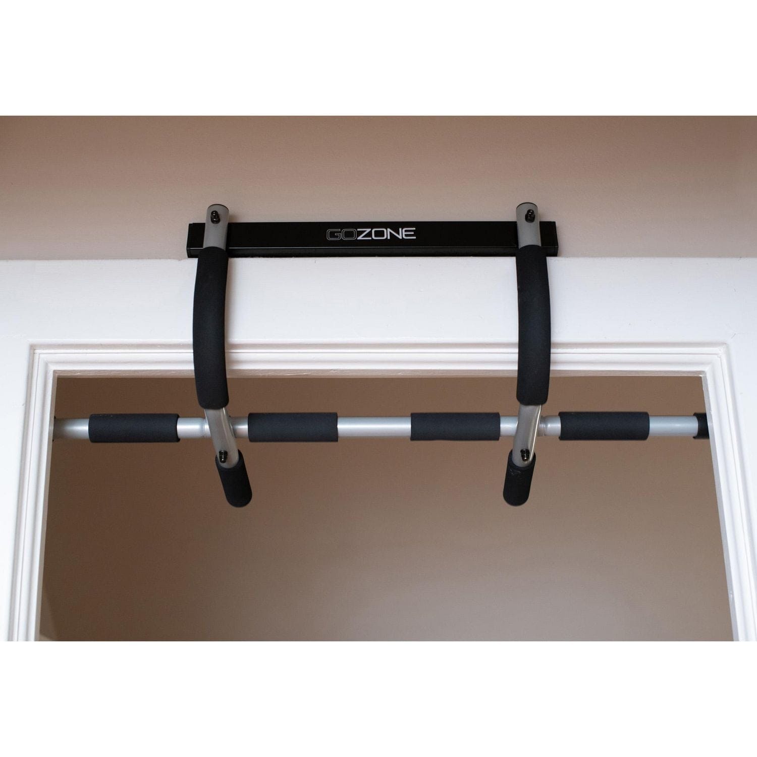 gozone door gym – black/silver, foam grip handles