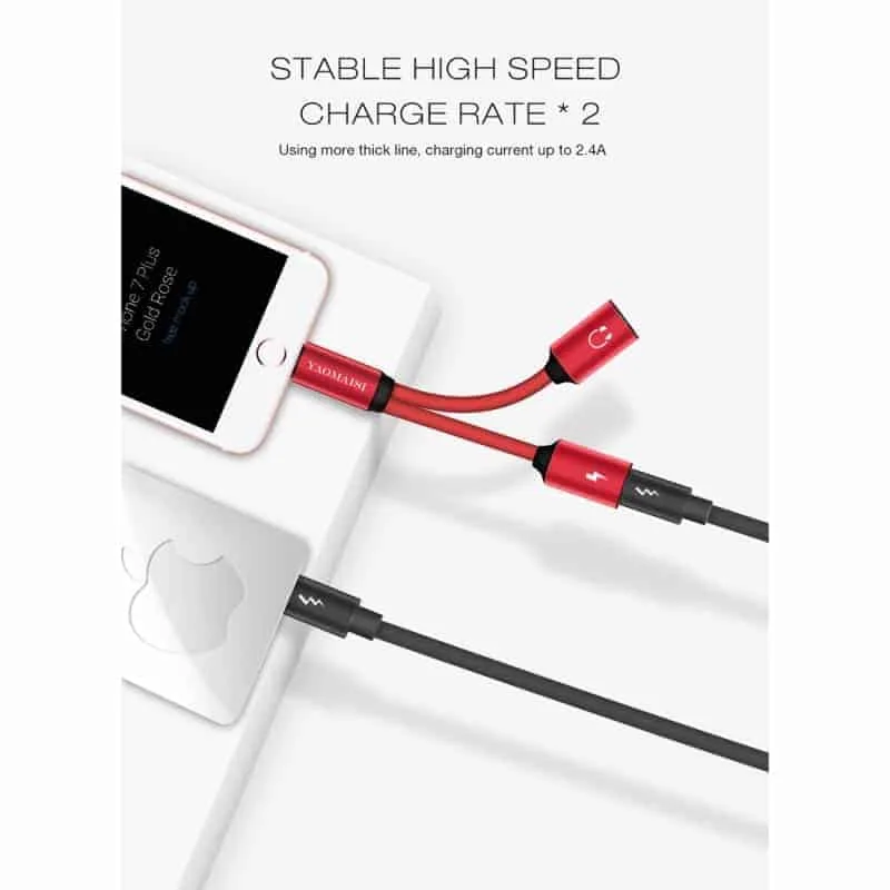 dual 8 pin female to 8 pin male aluminum alloy head nylon data sync charging audio cable q03 12cm 2.4a from pofan yaomaisi
