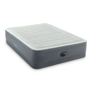 intex 18" queen dura beam premaire elevated airbed mattress with built in pump