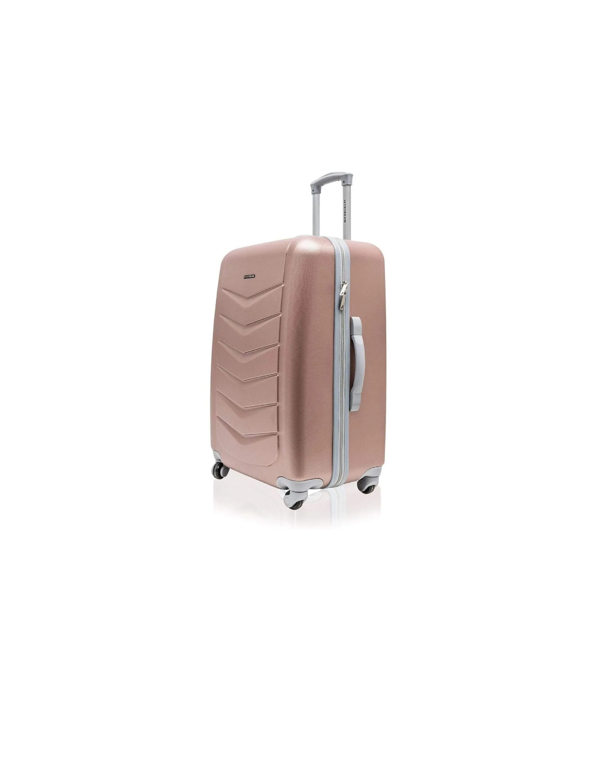 jetstream 18 inch hardside carry on luggage set rolling wheeled spinner travel lightweight abs suitcase, (rose gold chevron)