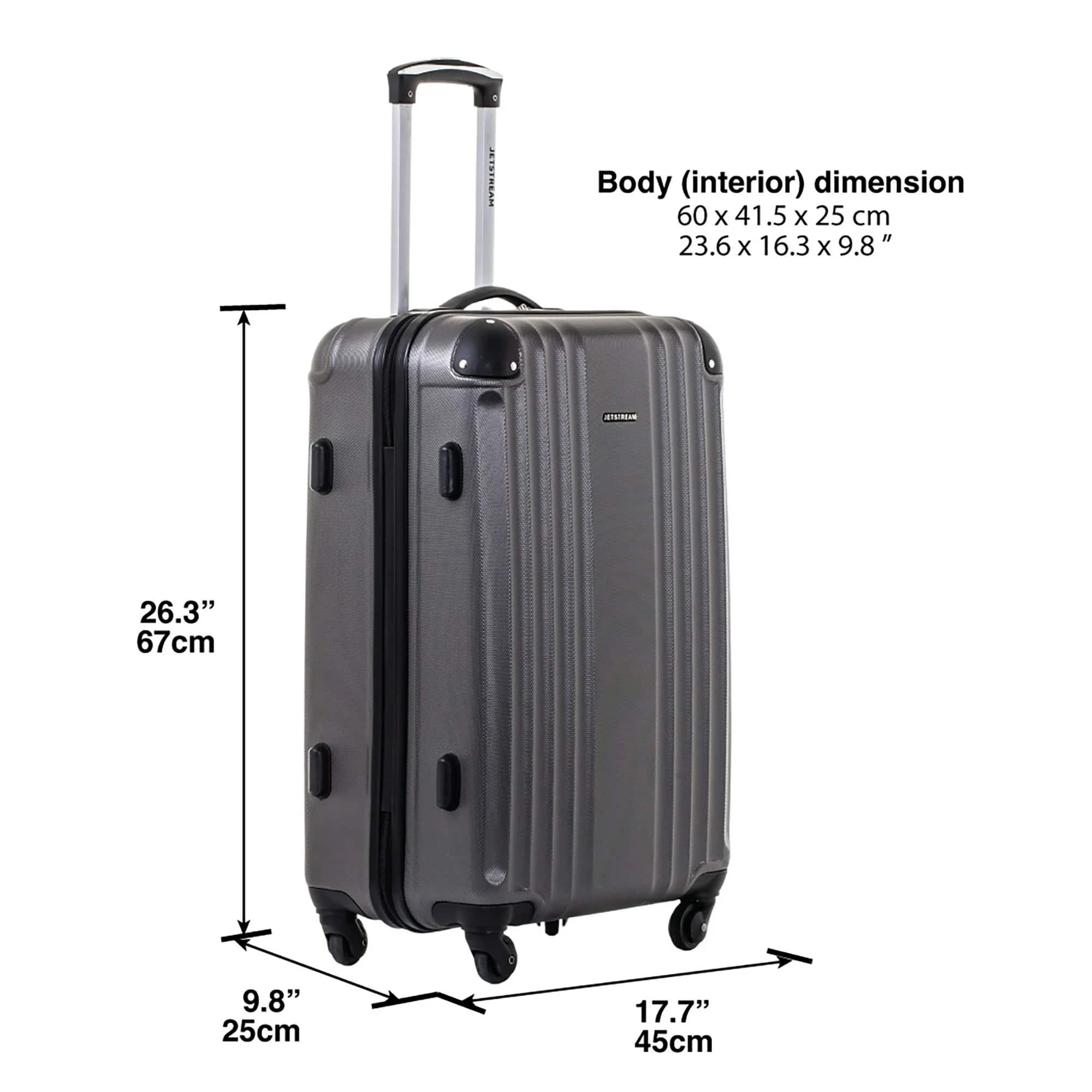 jetstream 24 inch hardside spinner upright checked luggage, durable abs/pc material, charcoal jetstream 24 inch hardside spinner upright checked luggage, durable abs/pc material, charcoal