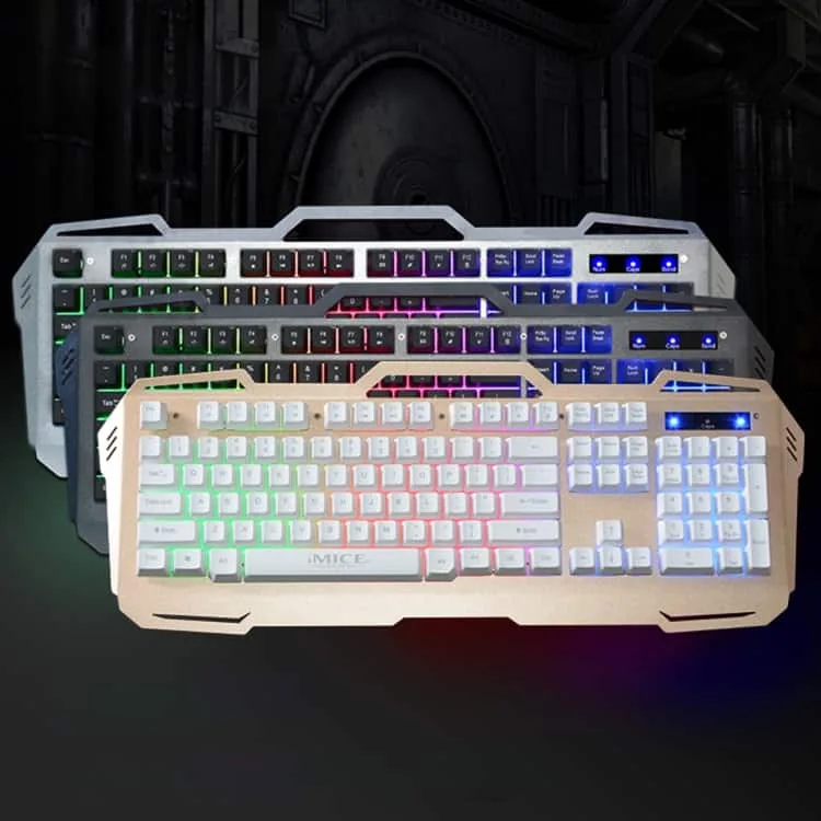 wired colorful backlight gaming keyboard imice ak 400 usb interface 104 keys for computer pc laptop (grey)