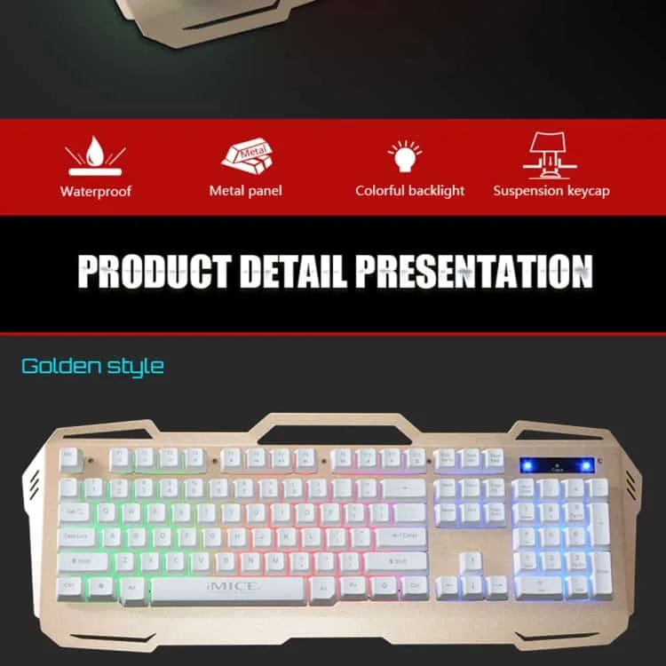wired colorful backlight gaming keyboard imice ak 400 usb interface 104 keys for computer pc laptop (grey)