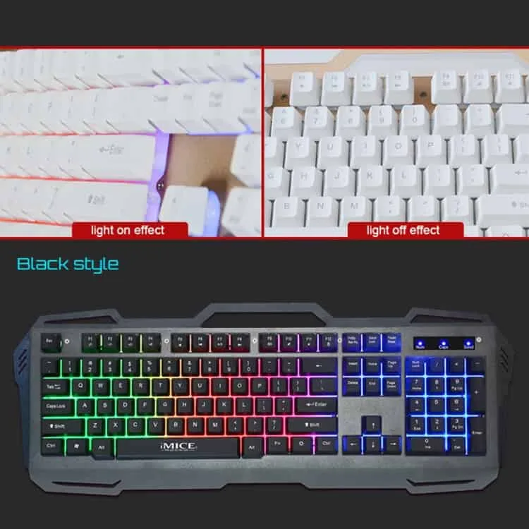 wired colorful backlight gaming keyboard imice ak 400 usb interface 104 keys for computer pc laptop (grey)