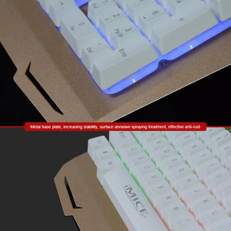 wired colorful backlight gaming keyboard imice ak 400 usb interface 104 keys for computer pc laptop (grey)