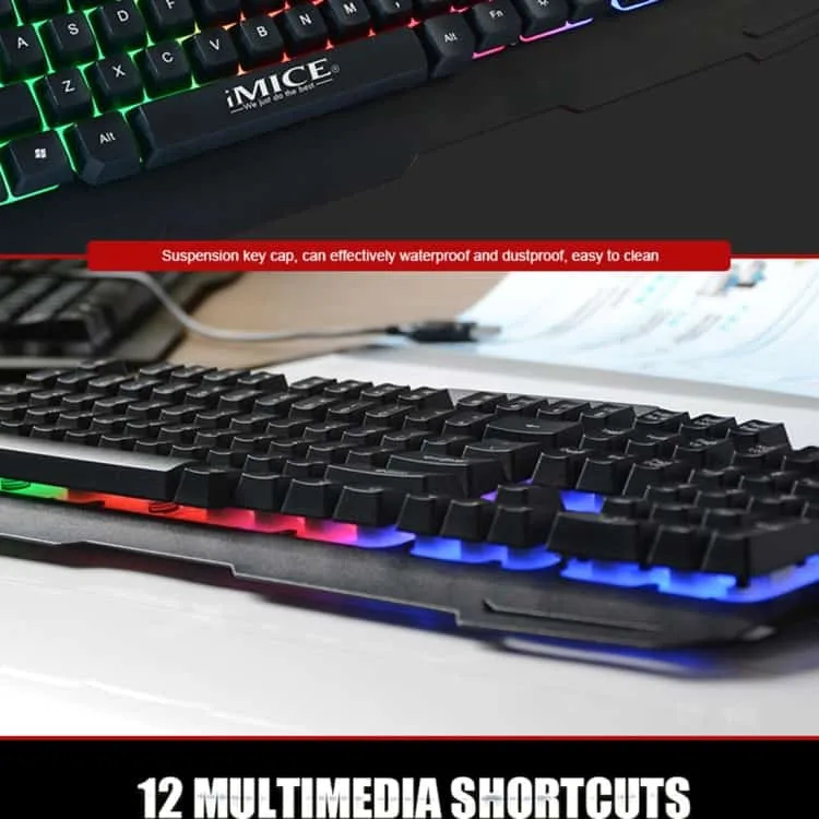 wired colorful backlight gaming keyboard imice ak 400 usb interface 104 keys for computer pc laptop (grey)