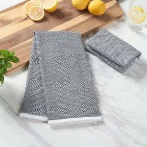 better homes & gardens rich black cotton and polyester woven dual purpose oversized kitchen towels 1 piece