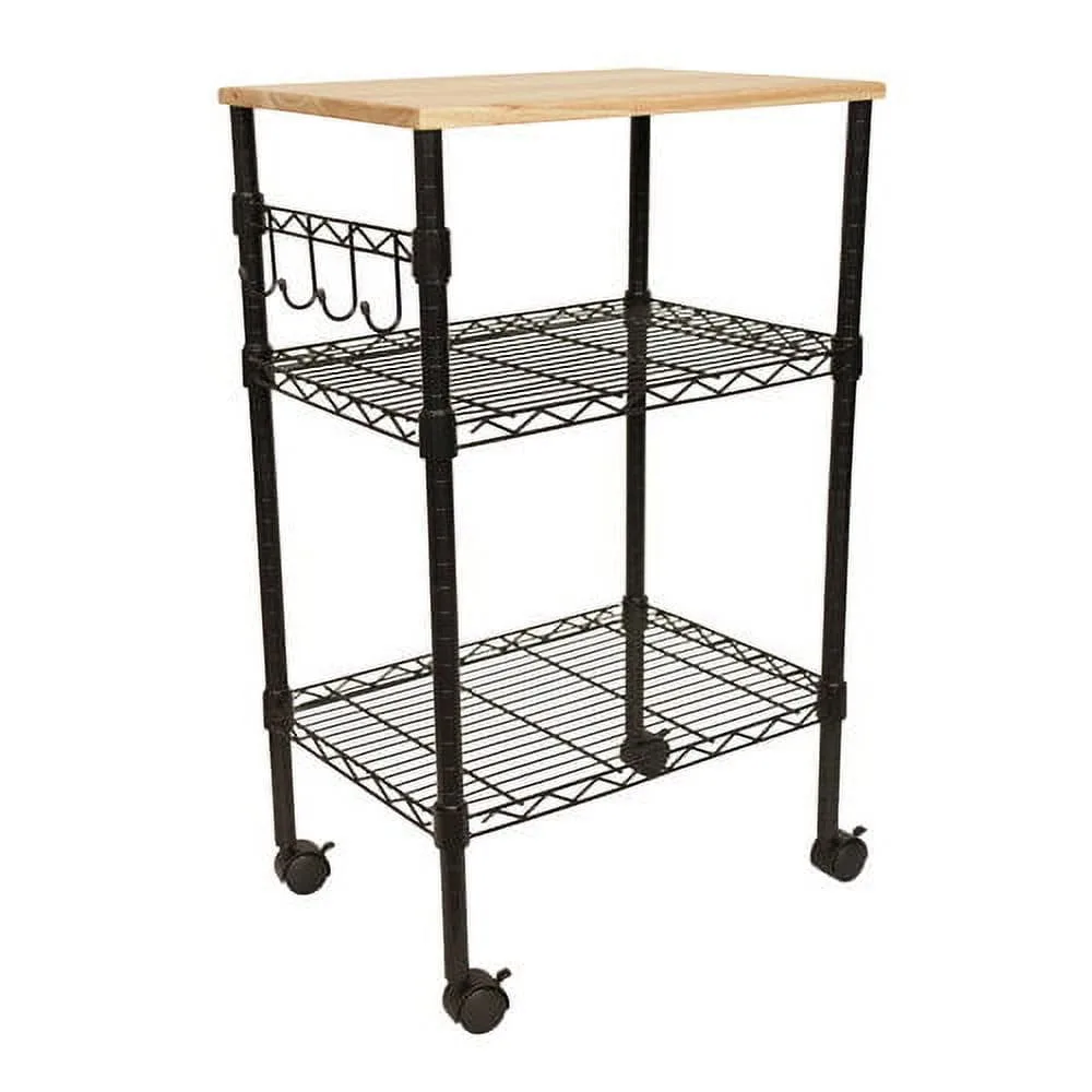 mainstays black metal multi purpose rolling kitchen cart