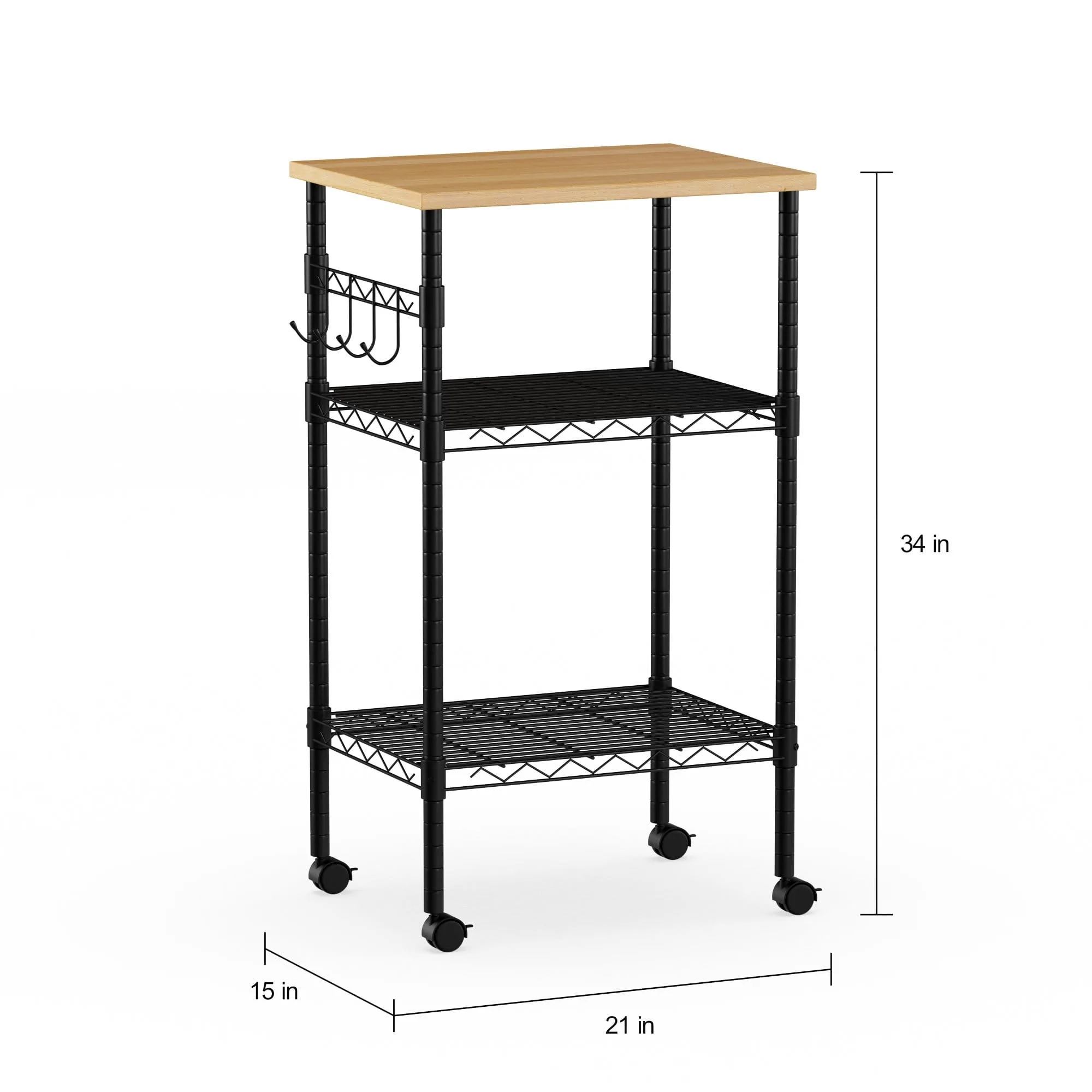 mainstays black metal multi purpose rolling kitchen cart