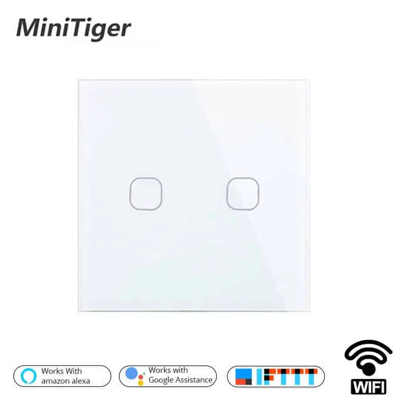 minitiger eu smart home wifi wall light touch switch 2 gang wifi/433 rf/app remote wifi light switch crystal glass panel color white minitiger eu smart home wifi wall light touch switch 2 gang wifi/433 rf/app remote wifi light switch crystal glass panel color white