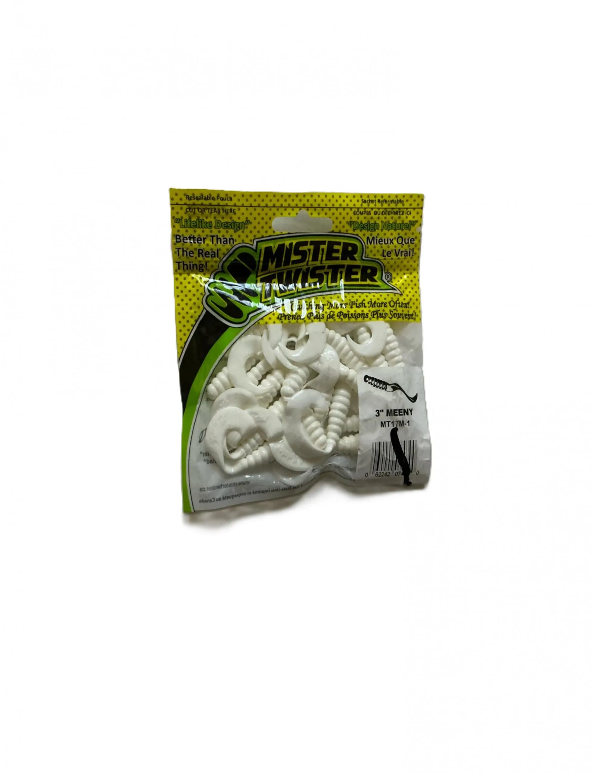 mister twister 3" meeny soft plastic grub white