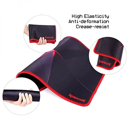 redragon p012 mouse pad with stitched edges, premium textured mouse mat, non slip rubber base mousepad for laptop, computer & pc, 12.8 x10 x0.11 inches