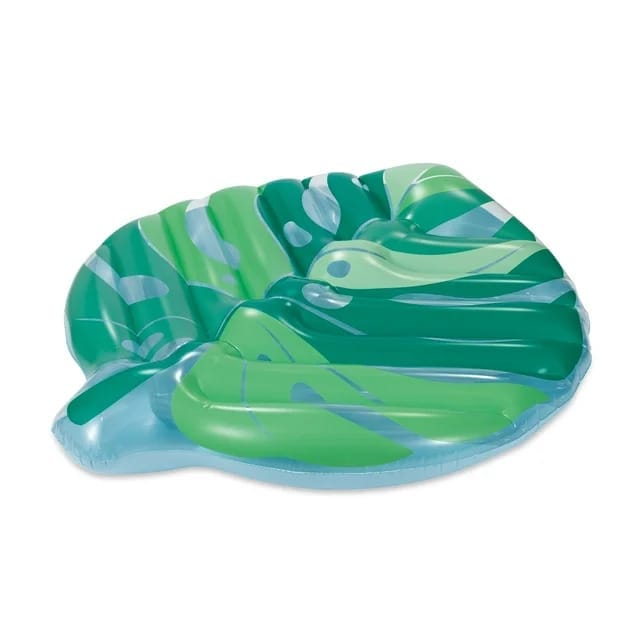 inflatable leaf pool float, green & blue print, for kids and adults, unisex inflatable leaf pool float, green & blue print, for kids and adults, unisex