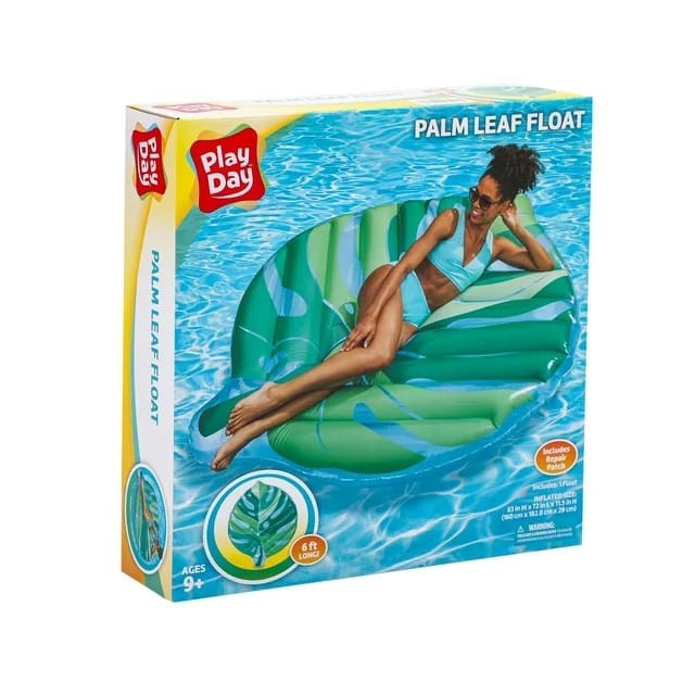 inflatable leaf pool float, green & blue print, for kids and adults, unisex inflatable leaf pool float, green & blue print, for kids and adults, unisex