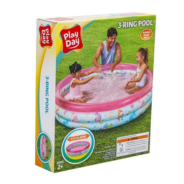 round inflatable 3 ring kiddie splash play pool, pink, for kids, age 2 & up, unisex round inflatable 3 ring kiddie splash play pool, pink, for kids, age 2 & up, unisex