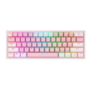 redragon k616rgb b 61 key mechanical keyboard white and pink