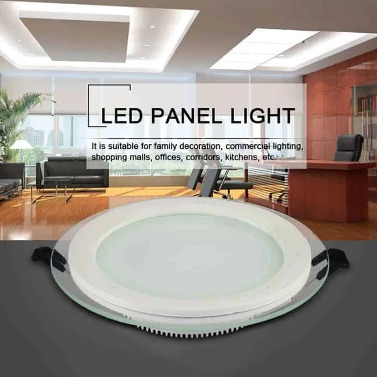 12w 16cm round glass panel light lamp with led driver