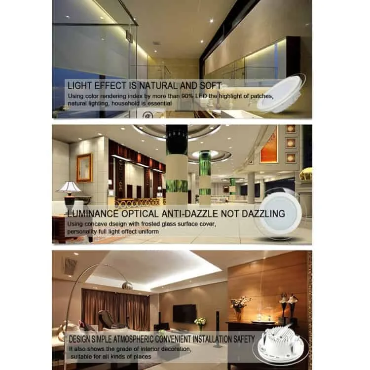 12w 16cm round glass panel light lamp with led driver