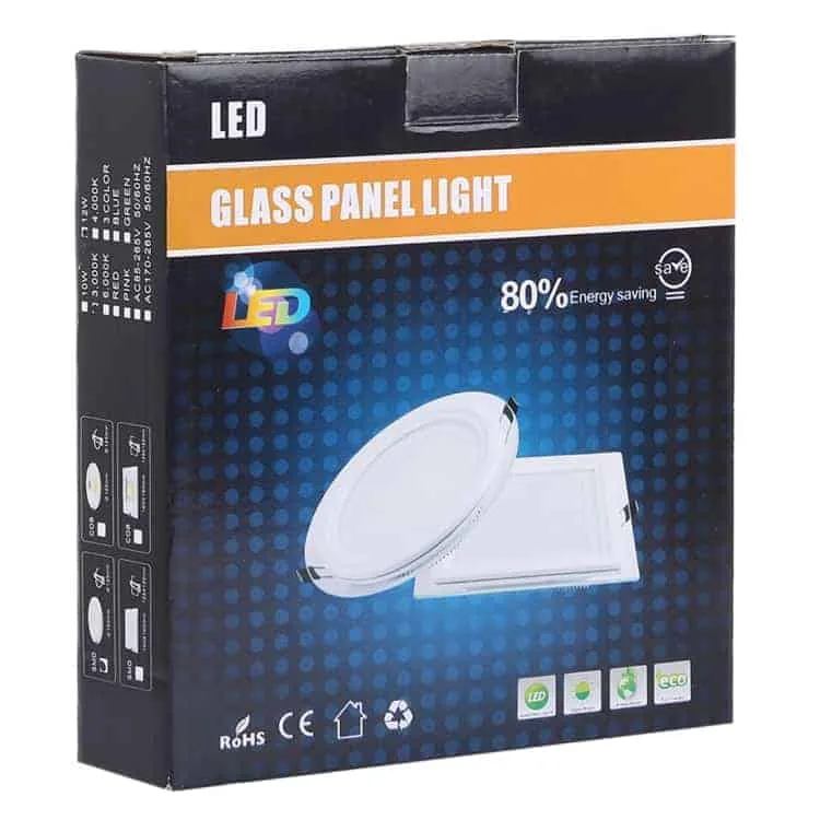 12w 16cm round glass panel light lamp with led driver