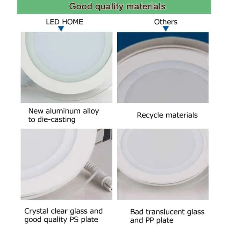 12w 16cm round glass panel light lamp with led driver