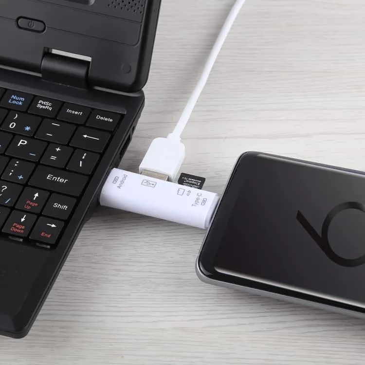 d 188 3 in 1 tf usb to micro usb type c card reader otg adapter connector silver
