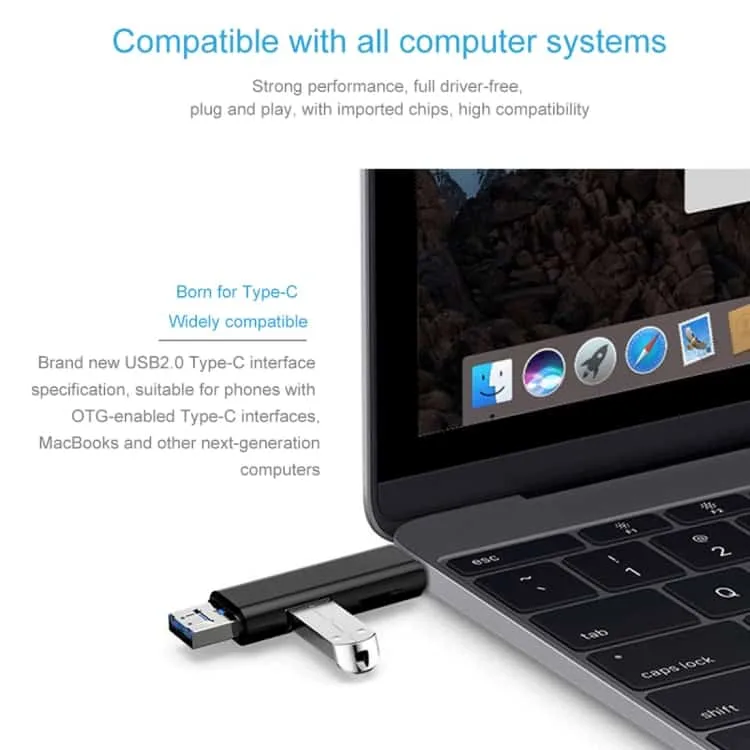 d 188 3 in 1 tf usb to micro usb type c card reader otg adapter connector silver