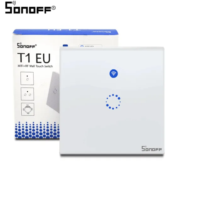 sonoff t1 eu ac90v 250v 600w smart wifi wall touch light switch 1 gang touch/wifi/433 rf/app remote smart home controller work with alexa 2ch