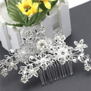 3 pcs wedding hair clips romantic crystal pearl flower hairpin rhinestone tiara bridal crown hair pins bride hair comb(white)