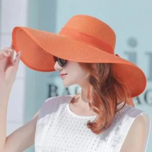 women summer hats foldable wide large brim beach sun straw cap elegant hats caps color blue(m)