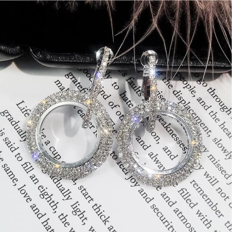 rhinestone crystal earrings round earrings for woman(gold)