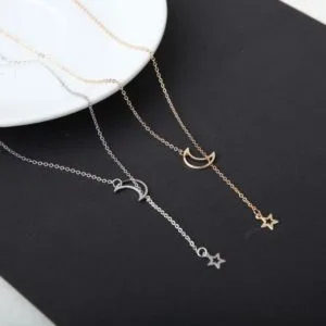 fashion moon star collarbone chain short necklace(gold)