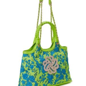 sam & libby carina women's medium canvas tote handbag, green and blue