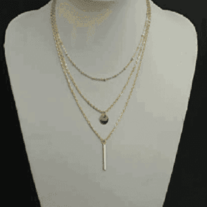 women fashion metal sequins multilayer necklace copper bead chain(gold)