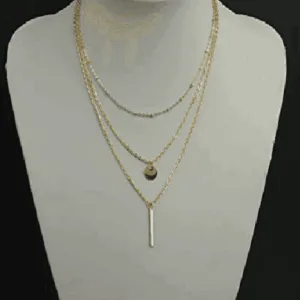women fashion metal sequins multilayer necklace copper bead chain(gold)