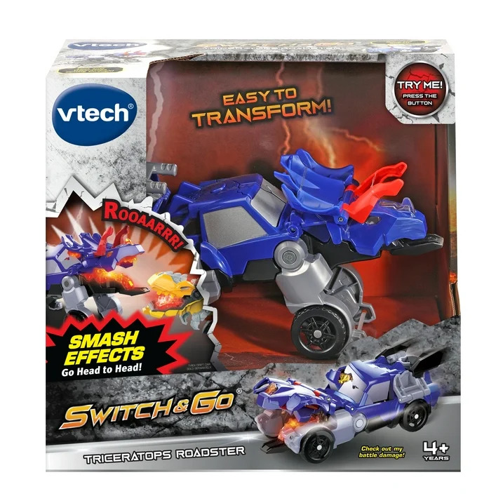 VTech Switch and Go Triceratops Roadster Transforming Blue Dino Crasher - Image 5