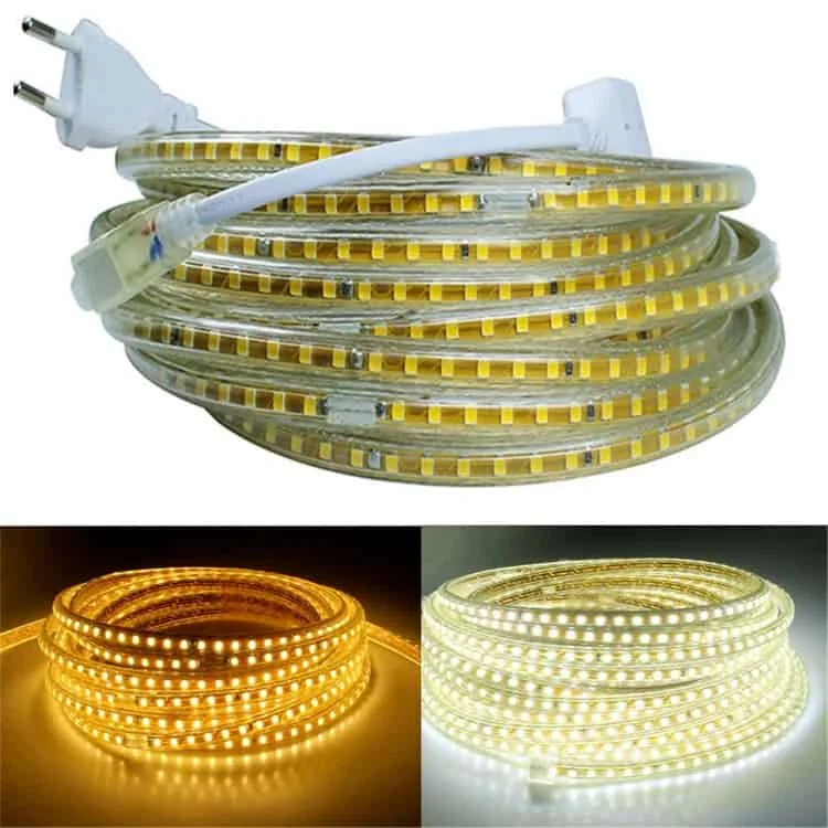 ywxlight 5m 72w 600leds 5730 smd led strip ip67 waterproof outdoor garden holiday christmas decoration lamp eu plug ac 220v (cool white)