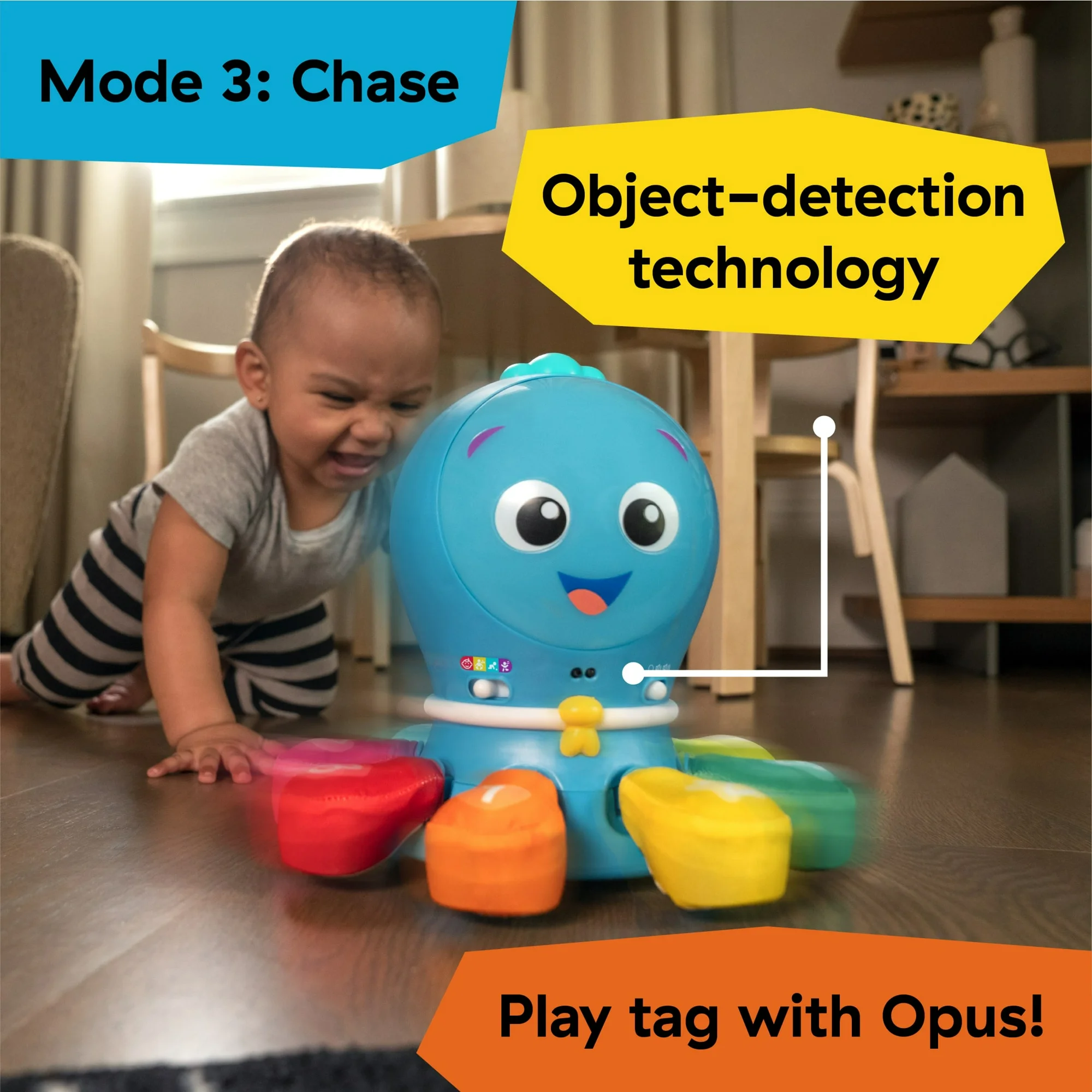 baby einstein ocean explorers 4 in 1 go opus go crawl & chase activity and learning toy for infants, babies, and toddlers, ages 3+ months