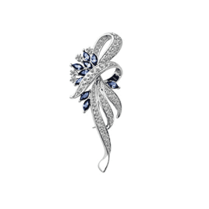 women retro fashion crystal brooches (silver blue)