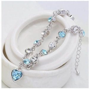 fashion 12 constellation crystal bracelets gold plated anti allergy bracelet jewelry (baby blue)
