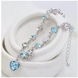 fashion 12 constellation crystal bracelets gold plated anti allergy bracelet jewelry (baby blue)