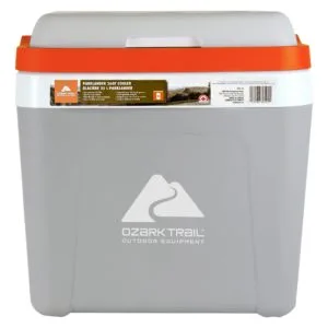 ozark trail 26 qt ice chest cooler hard sided portable cooler, 32 can capacity 25l grey