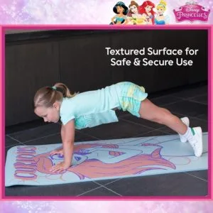 disney princess ariel kids yoga mat non slip for boys and girls, all purpose, pvc, fitness and workout accessories, blue, 10 mm